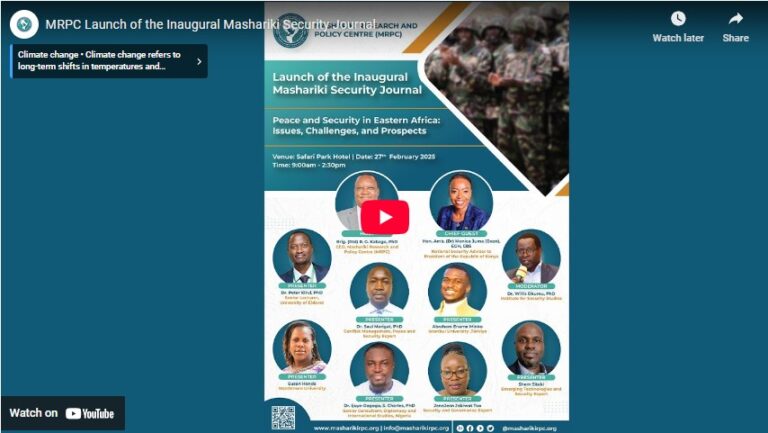 MRPC Launch of the Inaugural Mashariki Security Journal Video