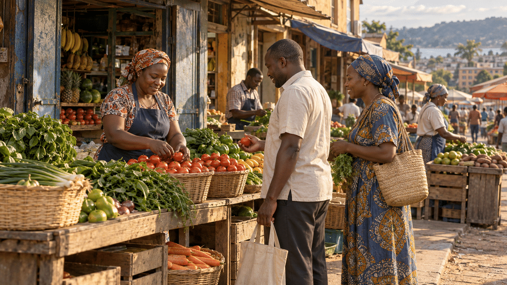Community trade and shared livelihoods | AI-generated conceptual illustration (OpenAI)